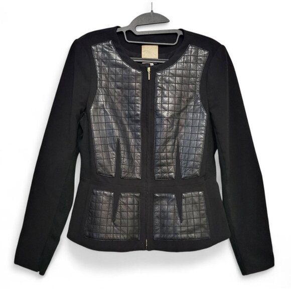 Rebecca Taylor Quilted Black Leather Panel Jacket - Picture 3 of 14